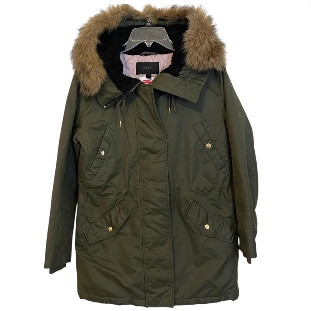 J. Crew Perfect Winter Parka with Faux Fur Hood